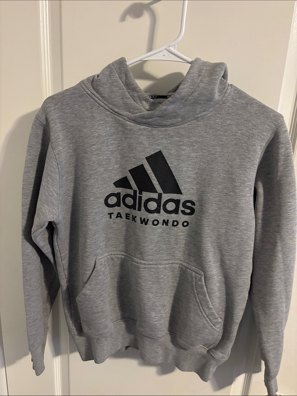adidas Gray Hoodie with Black Logo Taekwondo Pullover